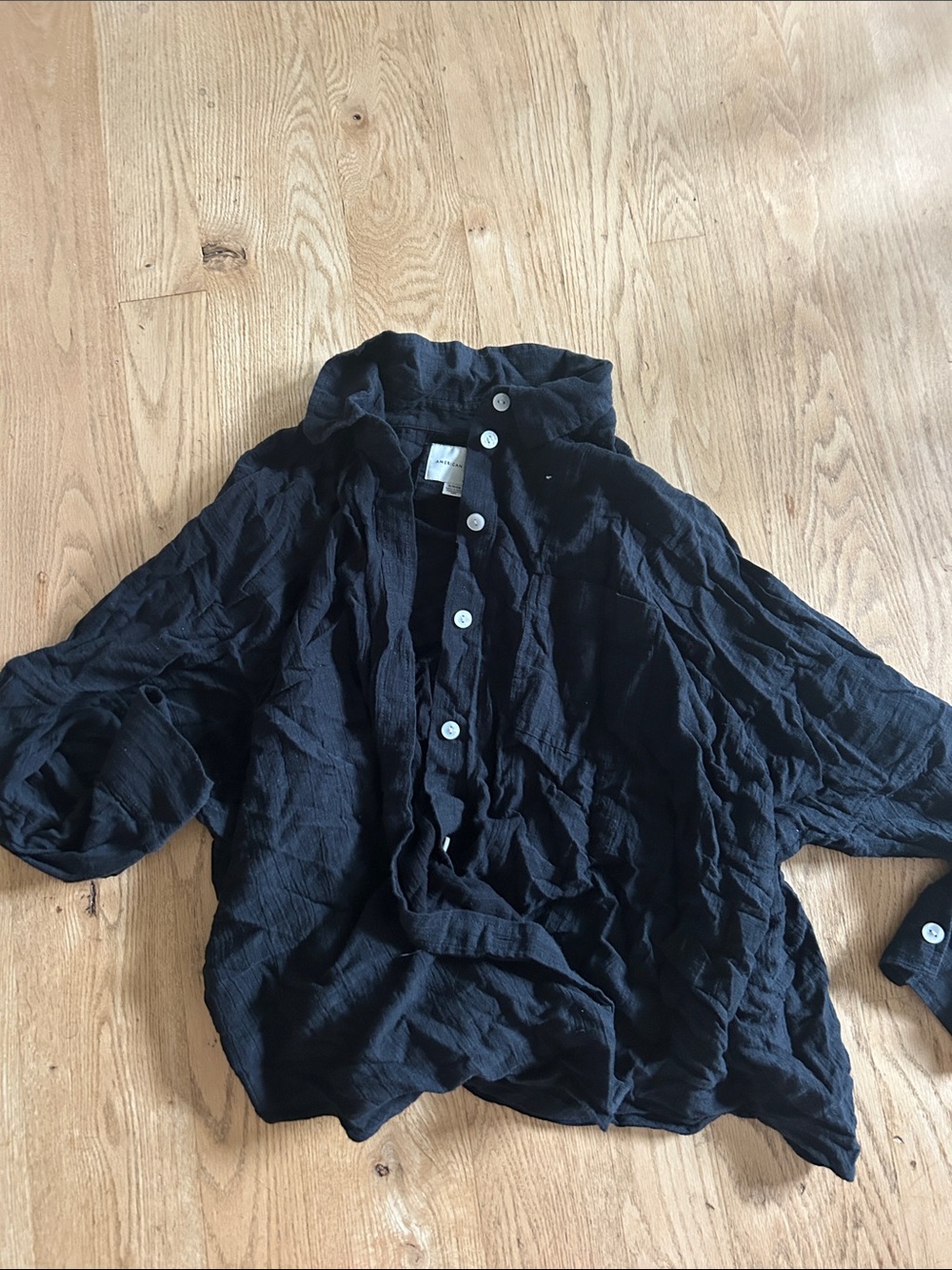 American Eagle Outfitters Black Button-Down Shirt